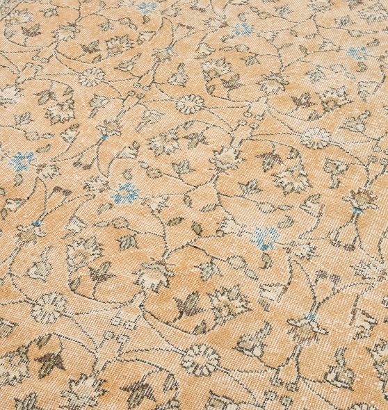 Vintage Turkish Wool Hand-Knotted Medallion Peach Area Rug 10'7" x 7'2" by Rejuvenation