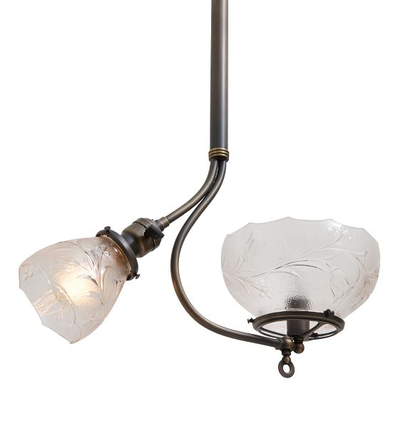 Vintage Victorian Brass Two Light Pendant by Rejuvenation