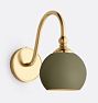Theo Single Decorative Sconce Aged Brass 6in Ball Shade 6in Matte Grove Ext and Brass Int