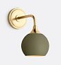 Poplar Single Decorative Sconce Aged Brass 6in Ball Shade 6in Matte Grove Ext and Brass Int