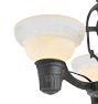 Vintage Art Deco 3-Light Chandelier with etched Cup Shades