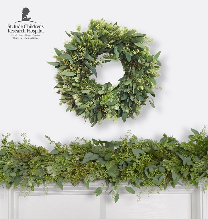 Live Wooly Bush & Seeded Eucalyptus Garland and Wreath | Rejuvenation