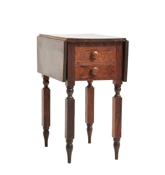 Vintage Traditional Sheraton Side Table with Drop Leafs and Turned Legs by Rejuvenation