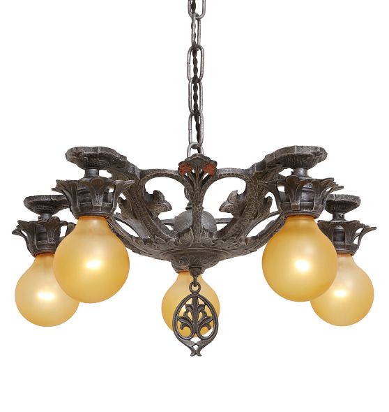 Vintage Colonial Revival 5-Light Hammered Texture Chandelier by Rejuvenation