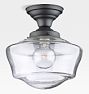 Rose City 4" Fitter Semi-Flush Mount, Oil-Rubbed Bronze - Clear Ogee Shade