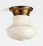 Thurman 4" Fitter Flush Mount, Heritage Brass - Shade 9in dia 7-3/4in ht 4in fitter opal