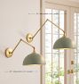 Poplar Articulating Sconce, Painted Brass Shades