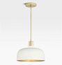 Dekum 16" Pendant, Metal Shade - Aged Brass - Matte White with Brass Interior Dome Shade - 36" Length - No Vault Mount