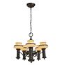 Vintage Colonial Revival Chandelier with Milk Shades and Metalwork