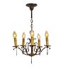 Vintage Classical Revival Ornate Brass Chandelier with Hanging Finials
