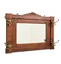 Vintage Victorian Oak Hall Mirror with Hooks