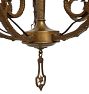 Vintage Classical Revival Ornate Brass Chandelier with Hanging Finials
