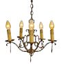 Vintage Classical Revival Ornate Brass Chandelier with Hanging Finials
