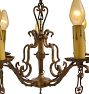 Vintage Classical Revival Ornate Brass Chandelier with Hanging Finials