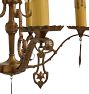 Vintage Classical Revival Ornate Brass Chandelier with Hanging Finials