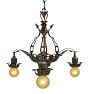 Vintage Classical Revival Ornate Painted Chandelier with Sheild Motif