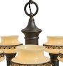 Vintage Colonial Revival Chandelier with Milk Shades and Metalwork