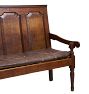 Vintage Traditional 19th Century English Bench with Leather Cushion