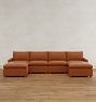 Roswell Leather 6-Piece Double Ottoman Sectional Sofa