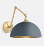 Poplar Articulating Sconce, Painted Brass Shades