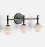 Greenwich Triple Sconce, Burnished Antique - Opal Glass Bowl Shade