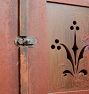 Vintage Traditional 19th Century Painted Pie Safe with Floral Motif Punched Tin Panels
