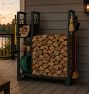 Indoor/Outdoor Tall Firewood Holder with Storage Rack