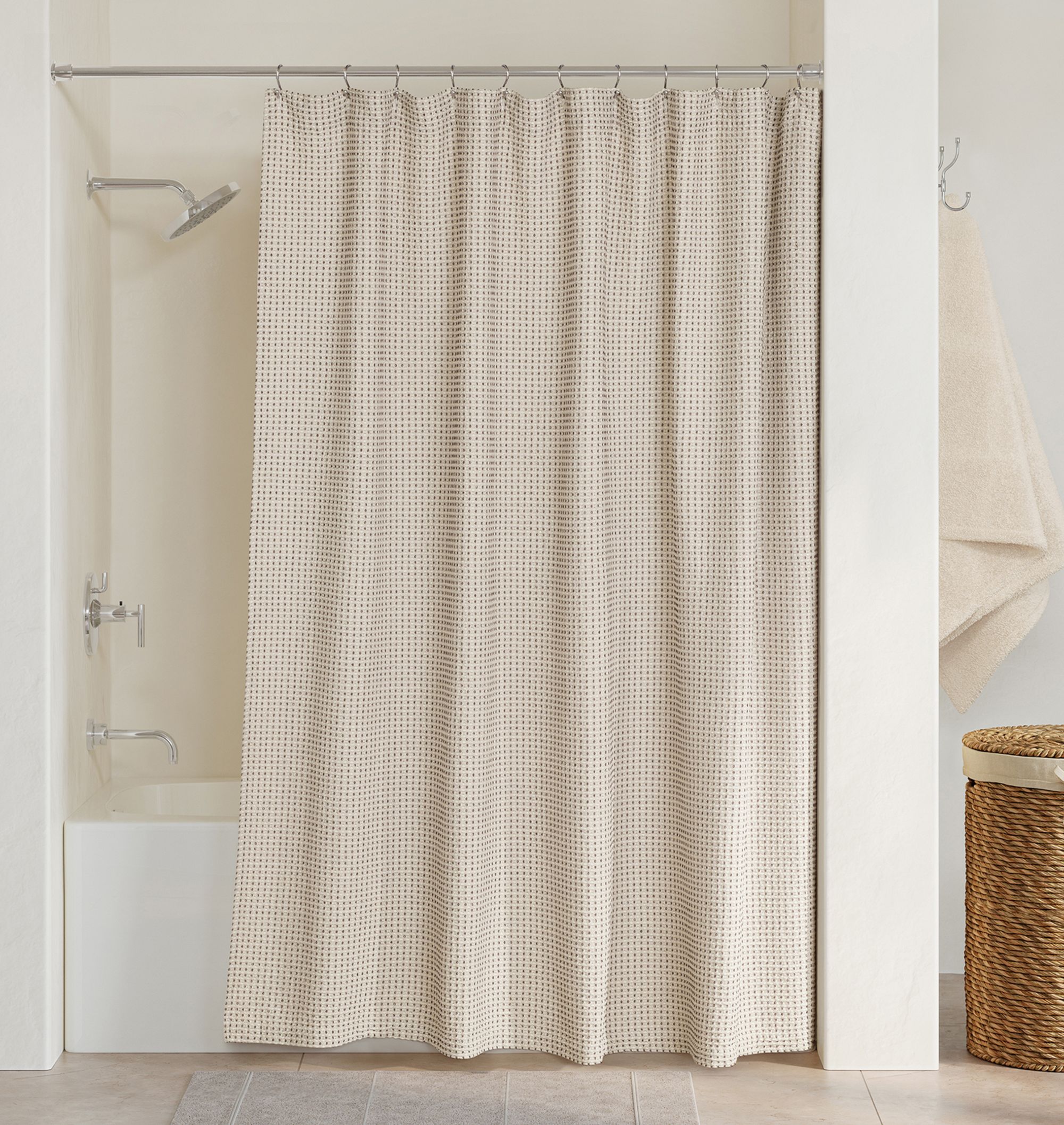 Dobby Woven Dot Shower Curtain by Rejuvenation