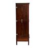 Vintage Dark Wood Display Cabinet with Glass Doors and Side Access