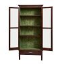 Vintage Dark Wood Display Cabinet with Glass Doors and Side Access