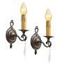 Vintage Colonial Revival Simple  Sconce with Crystal  Set of 2