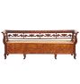 Vintage Traditional Early 19th Century Swedish Birch Bench with Carved Back &amp; Storage