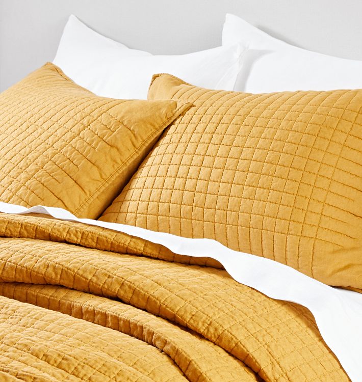 Stitched Belgian Linen Quilt & Shams Rejuvenation