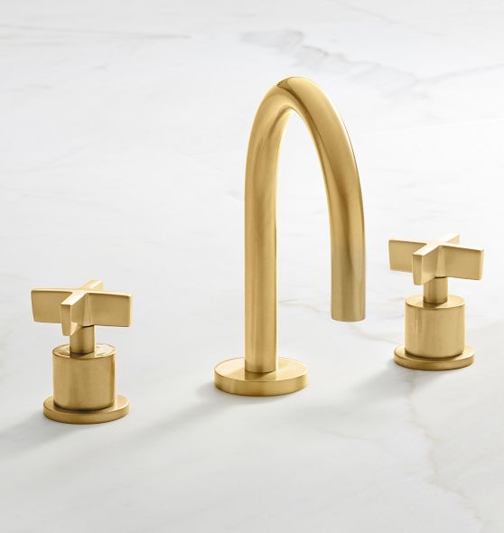 West Slope Short Spout Cross Handle Widespread Bathroom Faucet ...