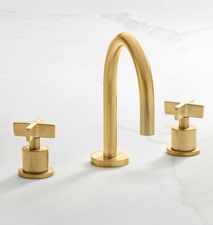 West Slope Short Spout Cross Handle Widespread Bathroom Faucet 