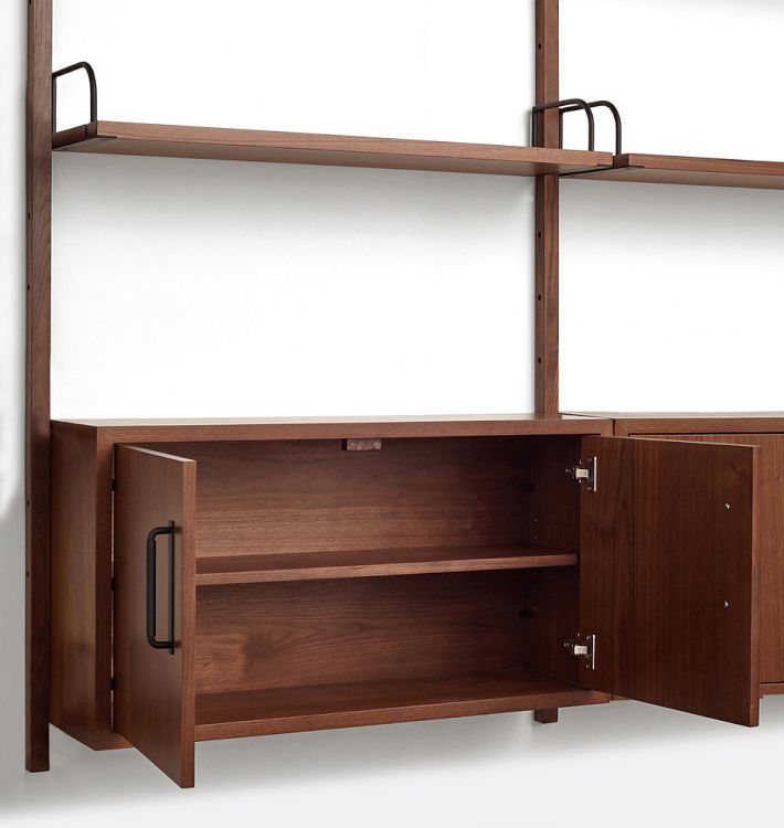 Hart Modular Walnut Triple Shelving Unit with Three Rejuvenation