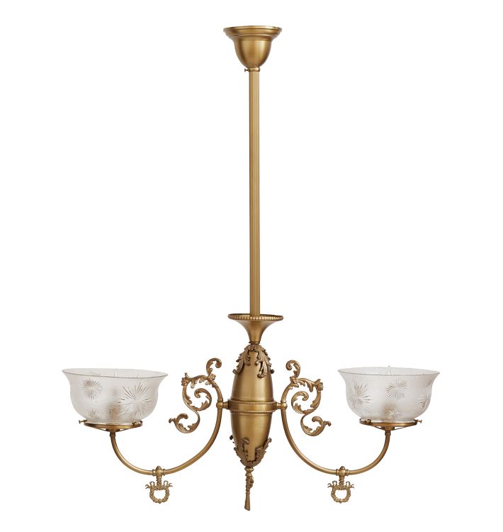 Victorian Converted Gas TwoLight Chandelier Rejuvenation