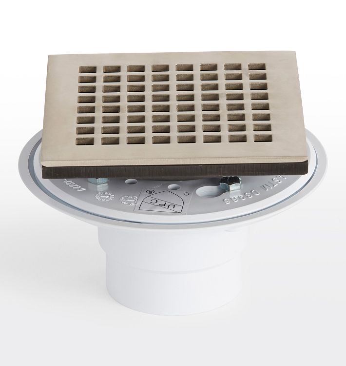 Square Shower Drain Assembly Kit with Pebbles Pattern, Polished Stainless Steel Grate Cover, WarmlyYours Pro Gen II ABS