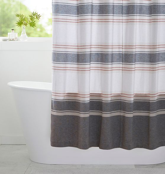 Striped Organic Cotton Shower Curtain Rejuvenation