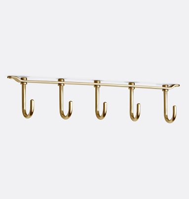 Under-Shelf Swiveling Hook Accessory, Unlacquered Brass