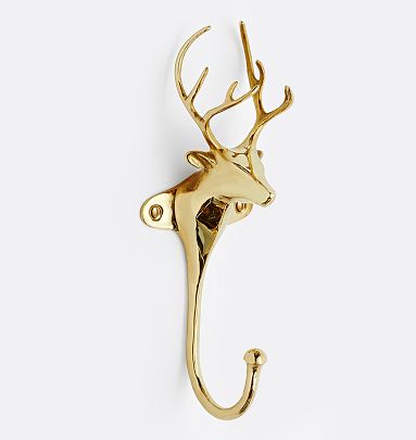 Modern Solid Brass Animal Wall Hooks, Luxurious Gold Coat Hook