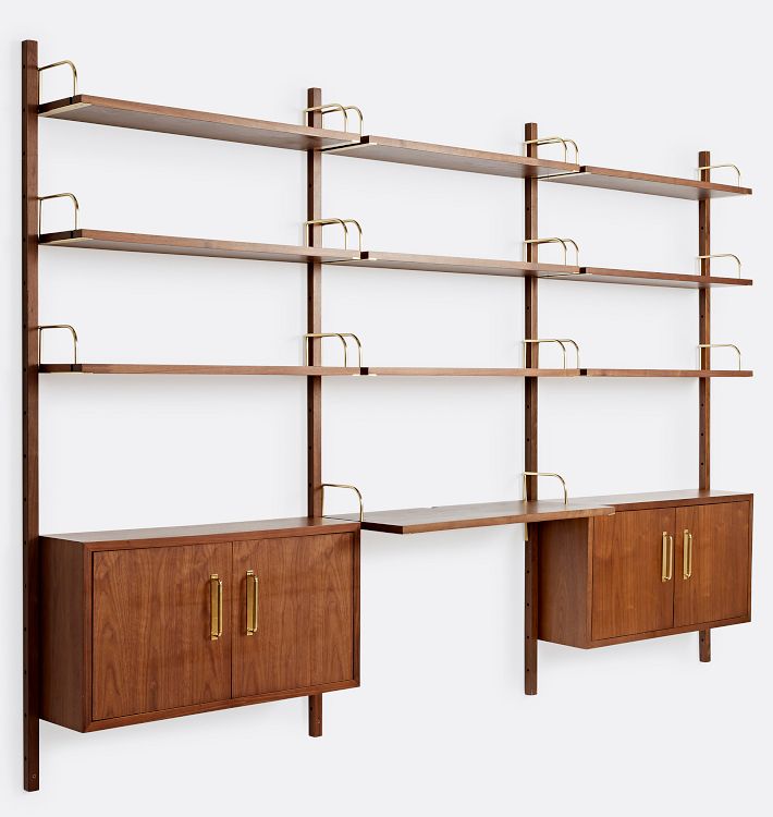 Hart Modular Walnut Triple 9-Shelf with 36