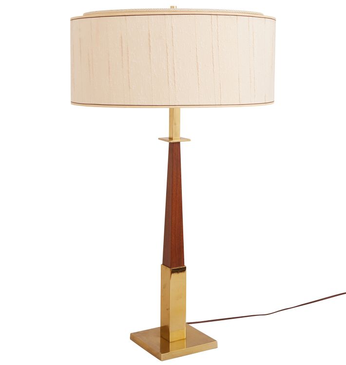 Mid-Century Teak and Brass Table Lamp