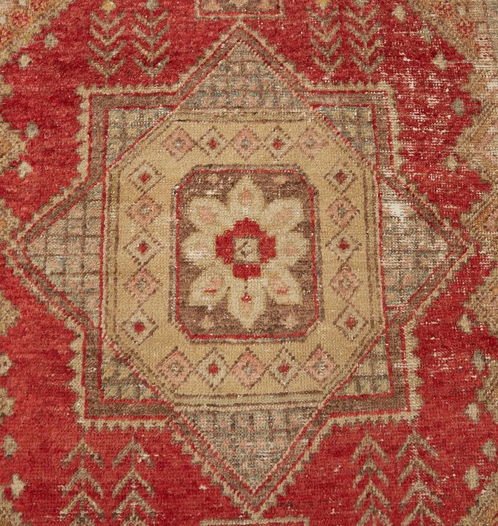 6' Round Oushak Red Rug, All Over Pattern Industrial Modern