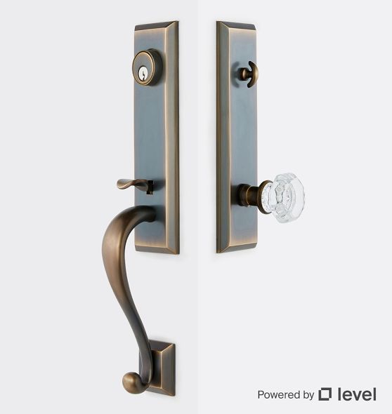 Trask Brass Knob Exterior Door Set With Level Bolt Smart Lock