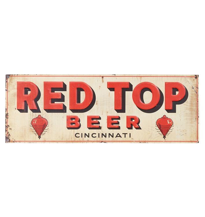 Embossed Steel Red Top Beer Sign