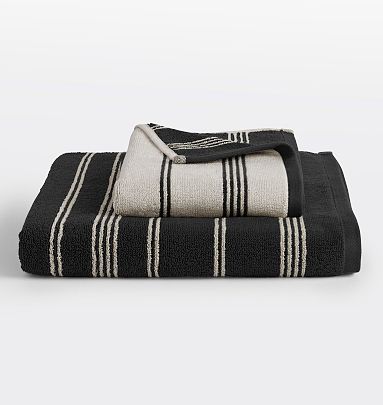 Cafe Organic Cotton Black Striped Dish Towels Set of 2 + Reviews