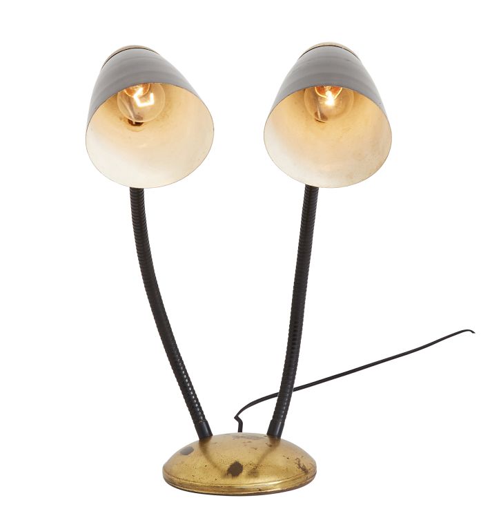 Mid Century 1950s Double Goose Head Desk Lamp