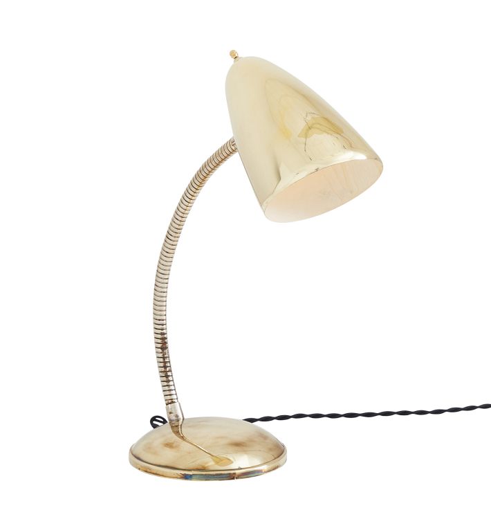 Mid-Century Desk Lamp with Worn Polished Brass Finish