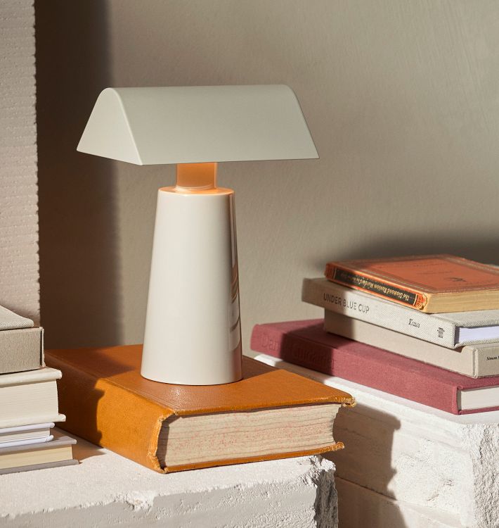 Banker Table Lamp With White Glass Lampshade,rechargeable Library